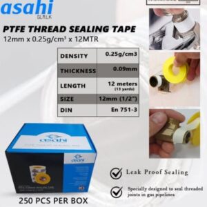 Asahi PTFE Thread Sealing Tape – 12mm x 12M 2 Asahi PTFE Thread Sealing Tape – 12mm x 12m