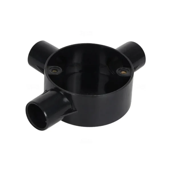 Decoduct Tee Three Way Circular Junction Box – Black
