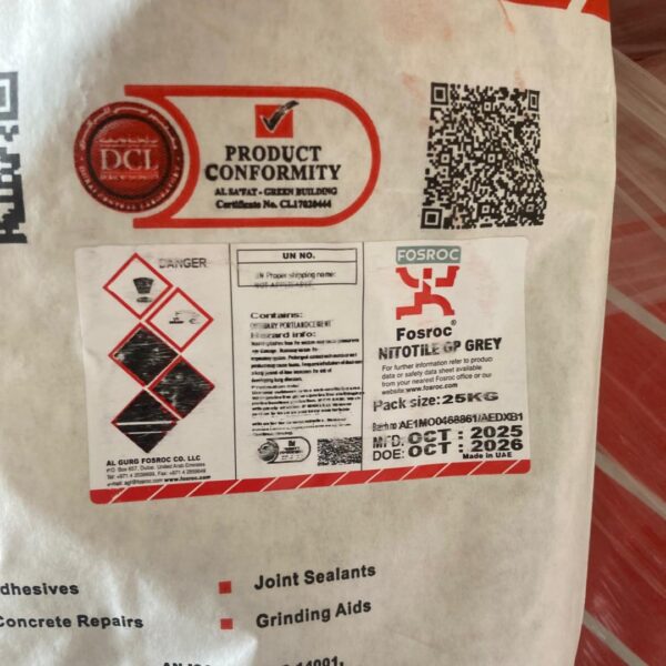 Fosroc Nitotile GP – General Purpose Tile Adhesive (25kg) 2 Fosroc Nitotile GP – General Purpose Tile Adhesive (25kg)