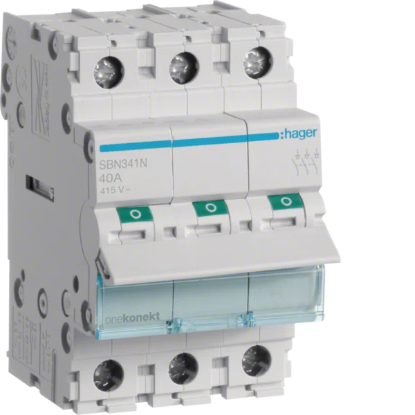Hager 3-Pole Modular Switch with Big Terminals – 40A to 125A (SBN Series) 1 Hager 3-Pole Modular Switch with Big Terminals – 40A to 125A (SBN Series)