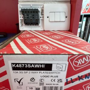 MK Electric Logic Plus 3 Gang 2 Way PlateSwitch - K4873SAWHI