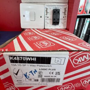 MK Electric Rocker Light Switch, 1 Gang 1 Way, 10A – K4870WHI 1 MK Electric Rocker Light Switch, 1 Gang 1 Way, 10A – K4870WHI