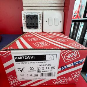 MK Logic Plus 2-Gang 2-Way Plate Switch – 10A / 20A (K4872 Series)
