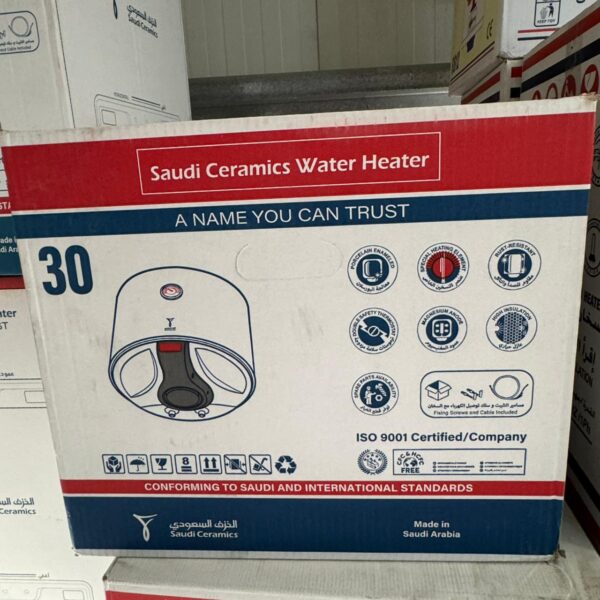 Saudi Heater 30 L 1 Saudi Ceramics FAT 30L Vertical – 1200W Electrical Water Heater