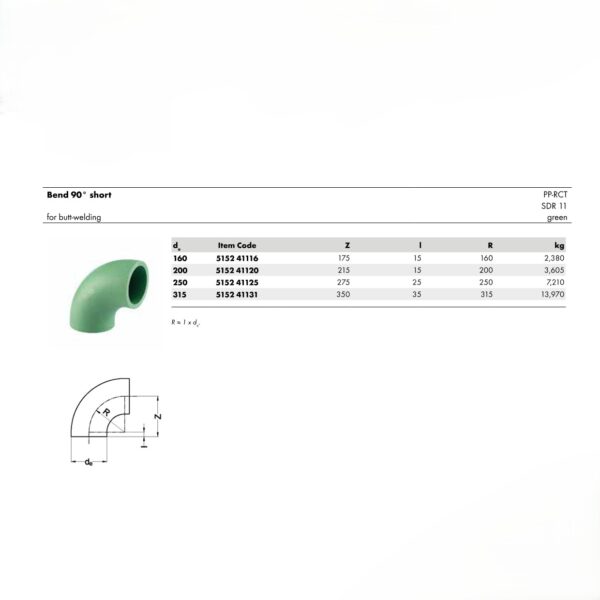 Wefatherm Bend 90° Short PP-RCT SDR 11 – Green