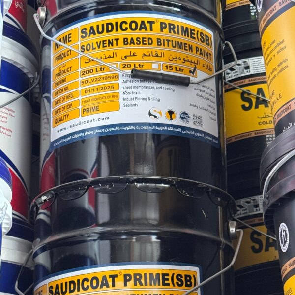 SaudiCoat Prime SB – Solvent-Based Black Bitumen Primer, 15 Ltr 2 SaudiCoat Prime SB – Solvent-Based Black Bitumen Primer, 15 Ltr