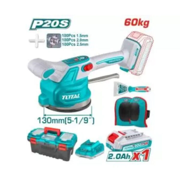 TOTAL Cordless Tile Vibration Machine 20V 60kg – TTVLI20015 1 TOTAL Cordless Tile Vibration Machine 20V 60kg – TTVLI20015